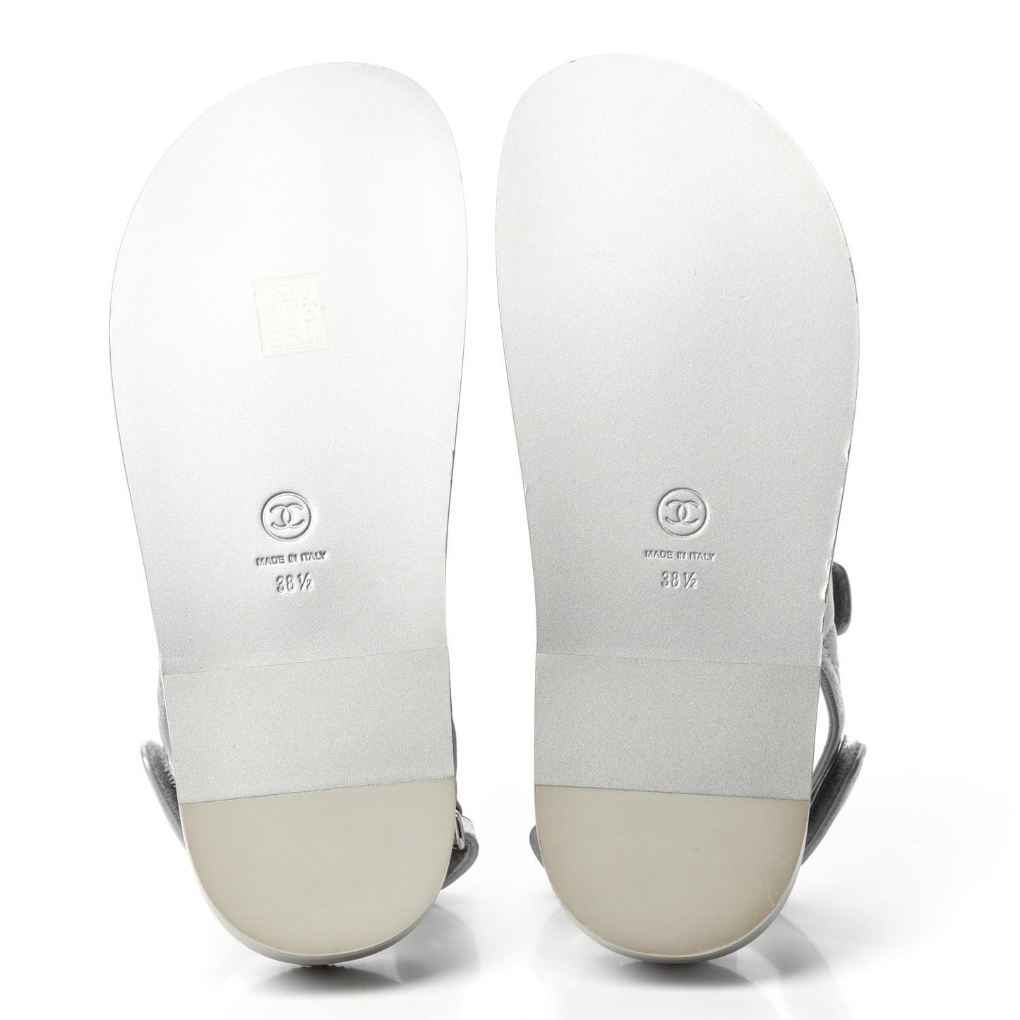 Iridescent Lambskin Velcro Dad Sandals 38.5 Silver