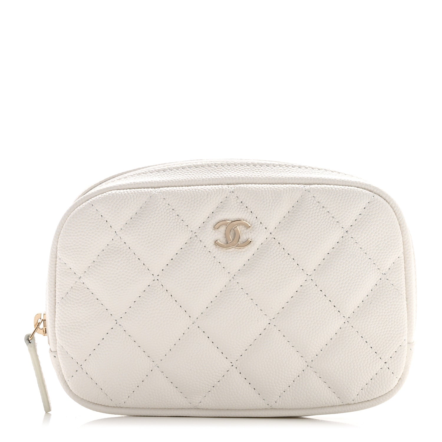 Chanel Caviar Quilted Small Curvy Pouch Cosmetic Case White 1 of 8