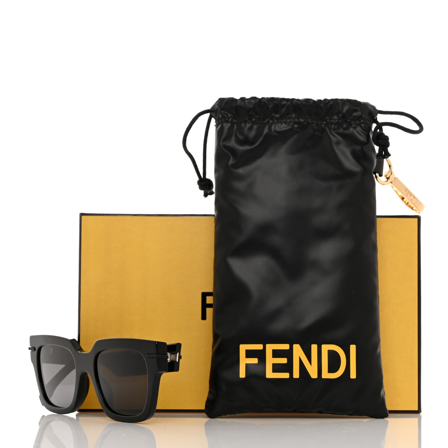 Acetate Fendigraphy Square Sunglasses FE40078I Black