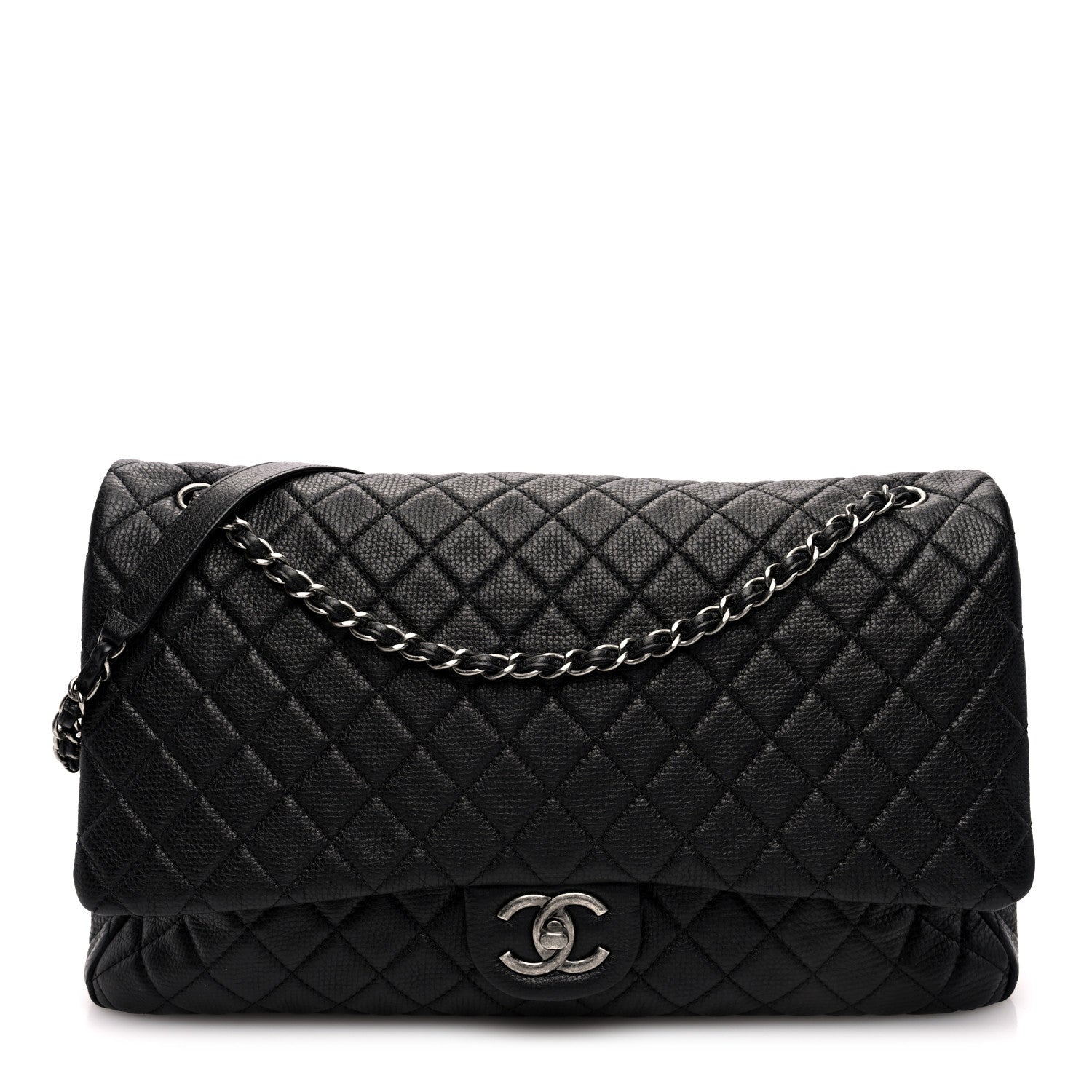 Chanel Grained Calfskin Quilted XXL Travel Flap Bag Black 1 of 9