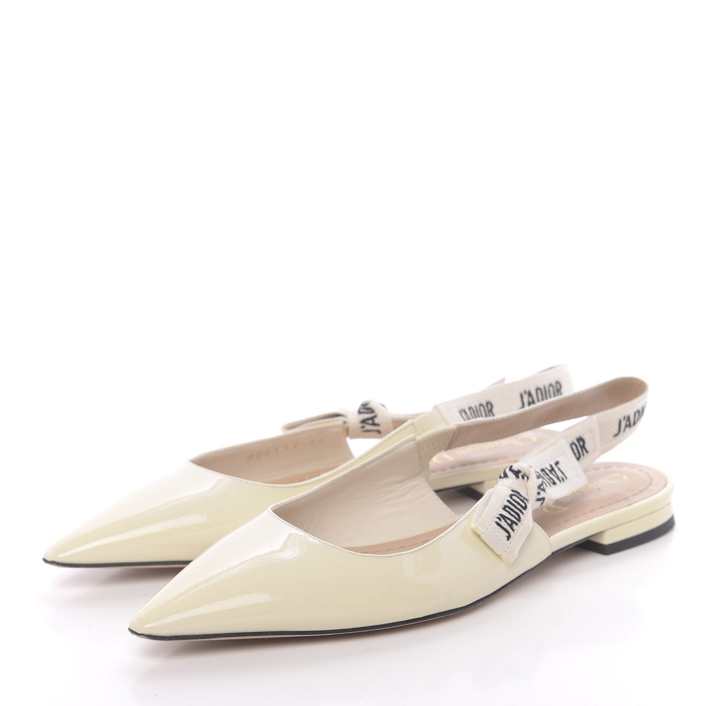 Patent Ribbon J'Adior Slingback Ballet Flats 36 Off White
