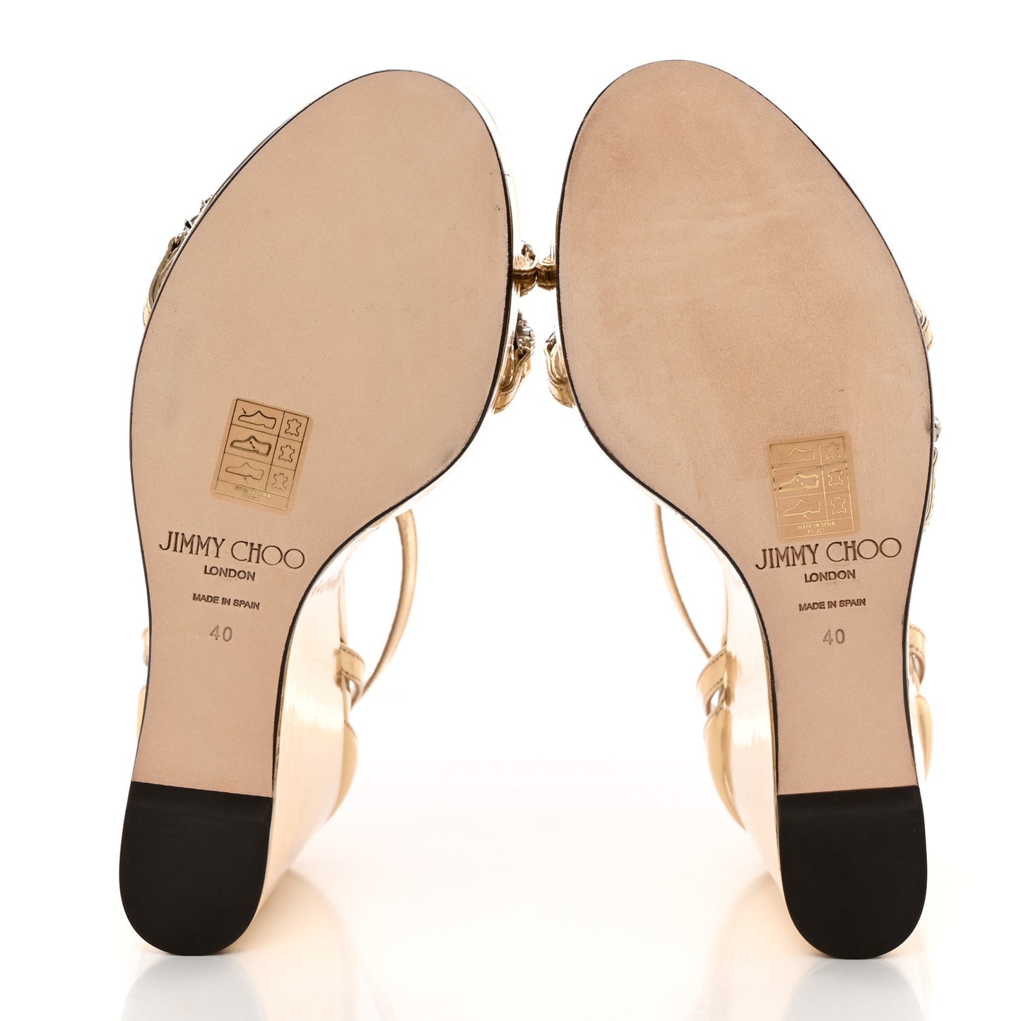 Metallic Calfskin Crystal Embellished Bing 120 Wedge 40 Gold