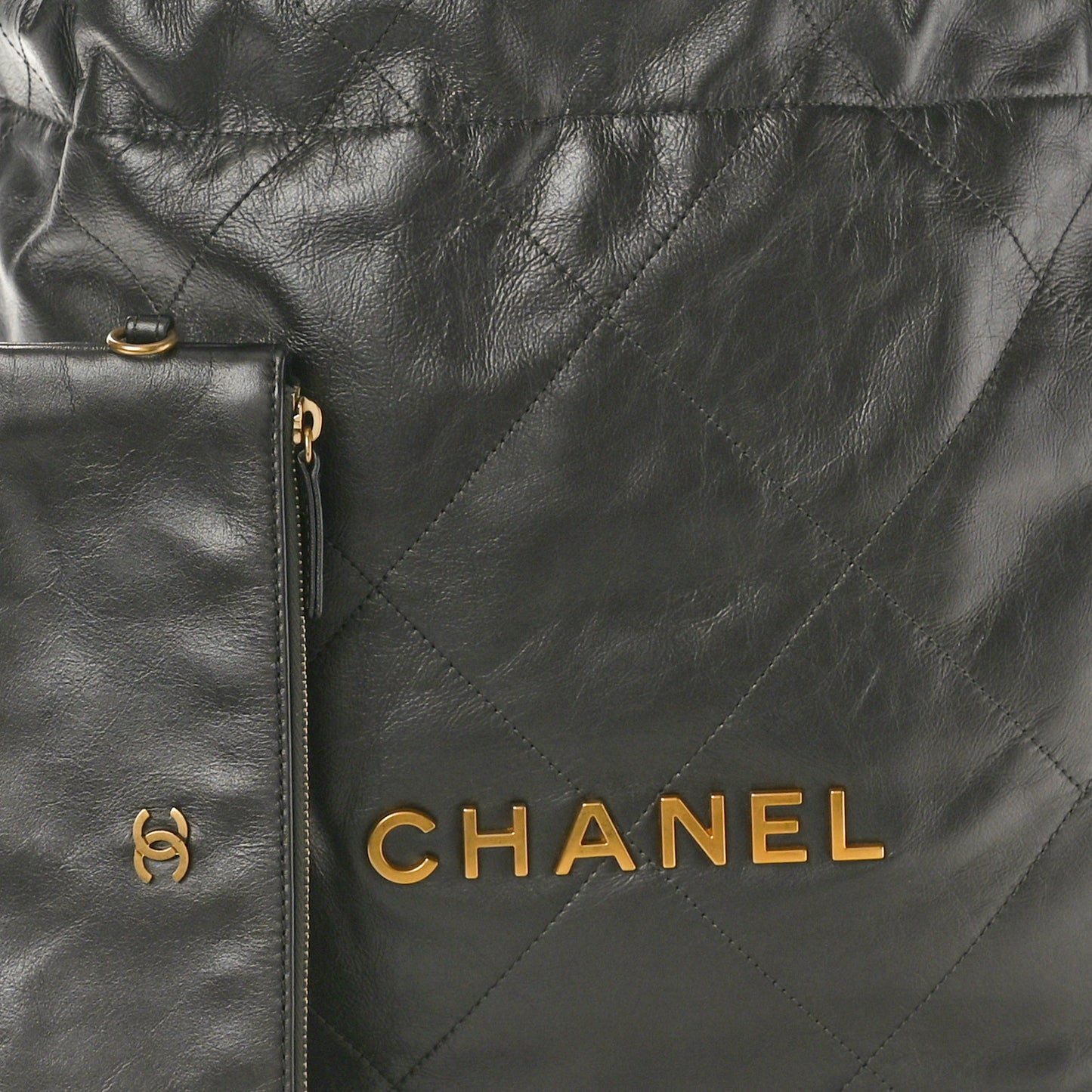 Metallic Calfskin Quilted Small Chanel 22 Ruthenium