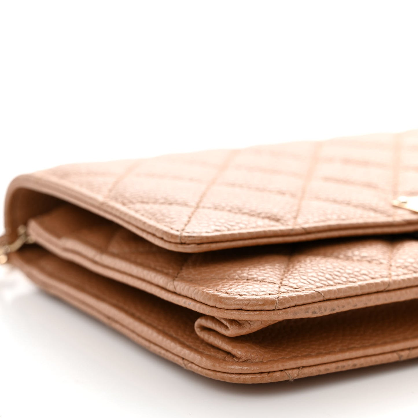 Caviar Quilted Golden Class Wallet On Chain WOC Beige