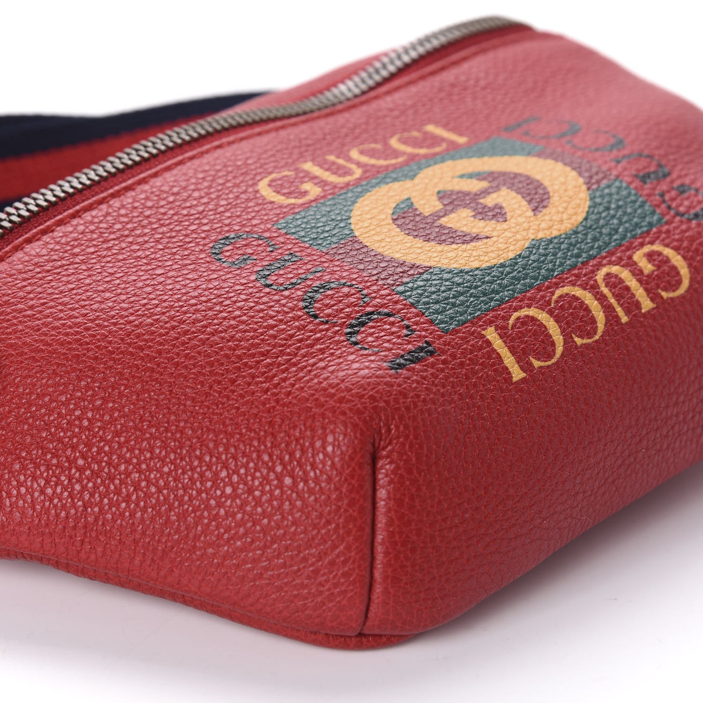 Grained Calfskin Small Logo Belt Bag Hibiscus Red