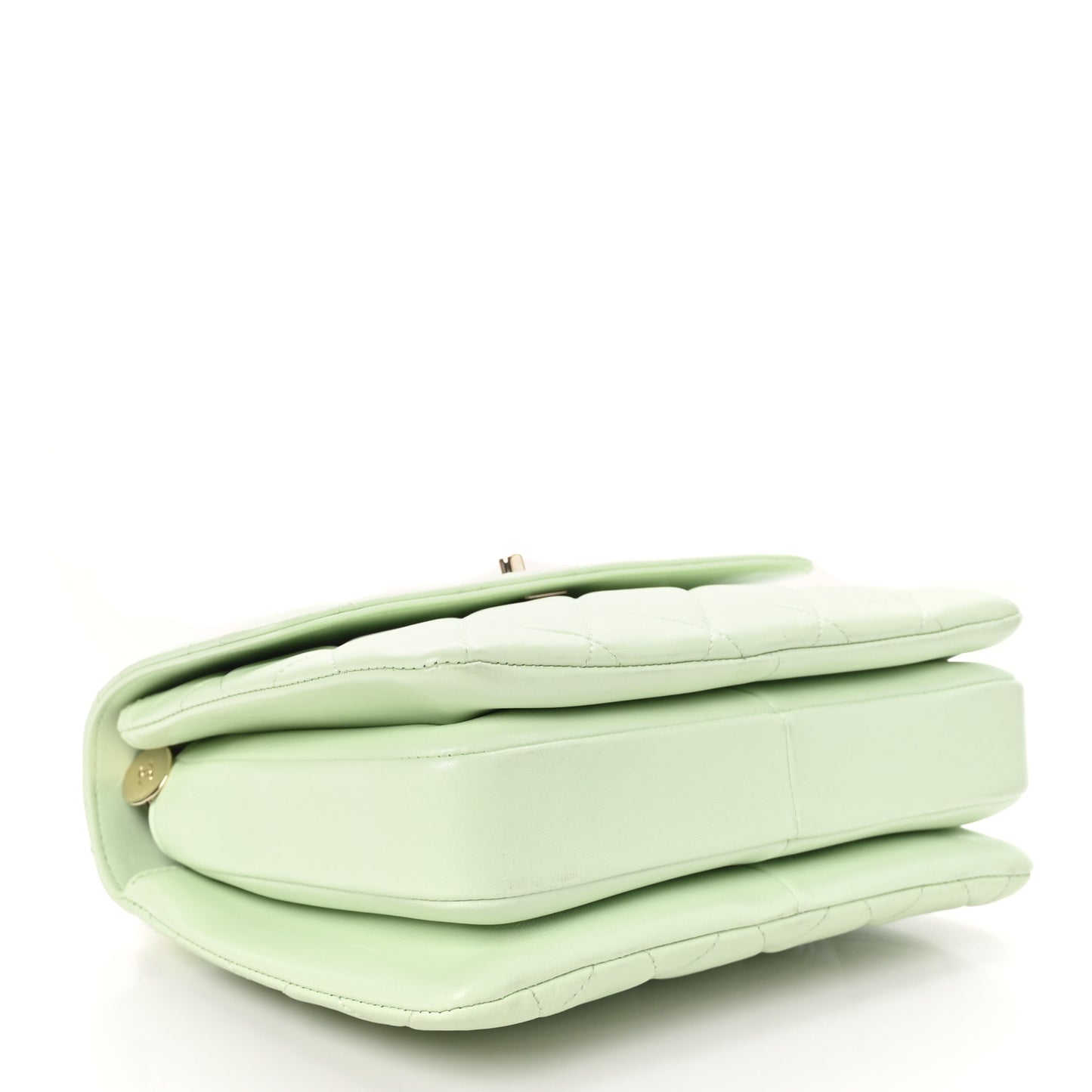 Lambskin Quilted Small Trendy CC Flap Dual Handle Bag Light Green