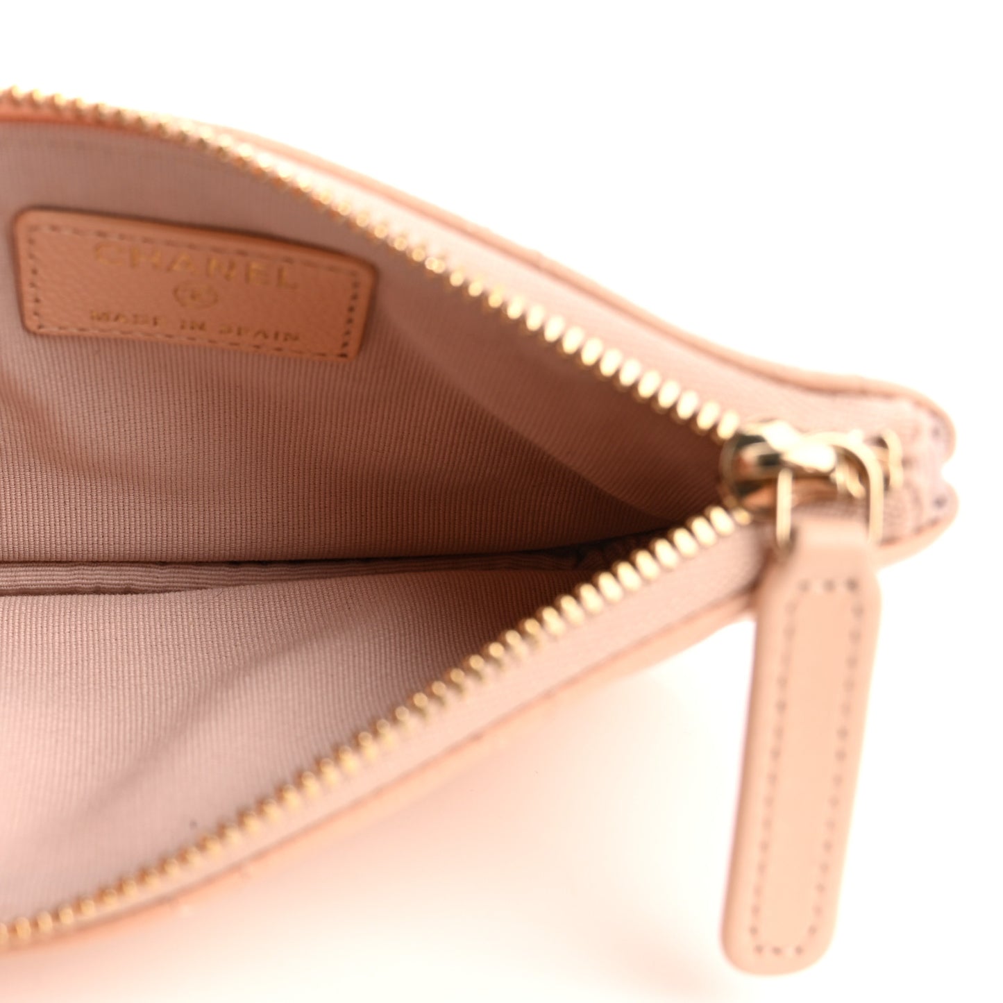 Caviar Quilted Small Cosmetic Case Light Beige