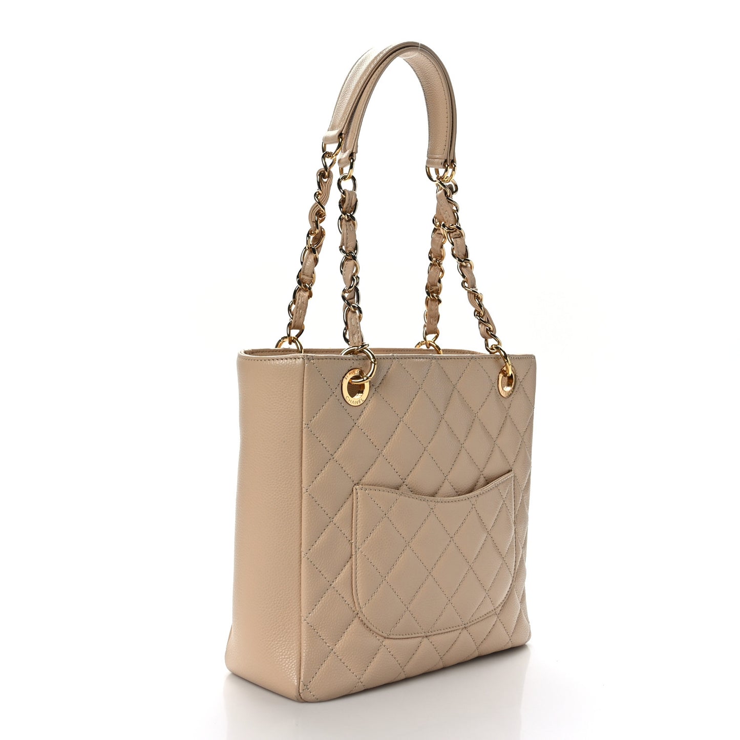 Caviar Quilted Petit Shopping Tote PST Beige Clair