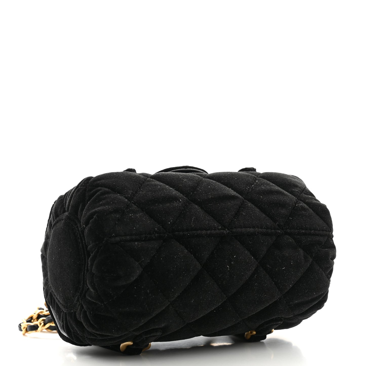 Velvet Quilted Mini Top Handle Flap Black