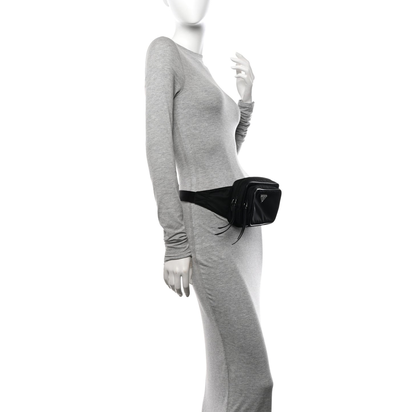 Re-Nylon Saffiano Belt Bag L Black