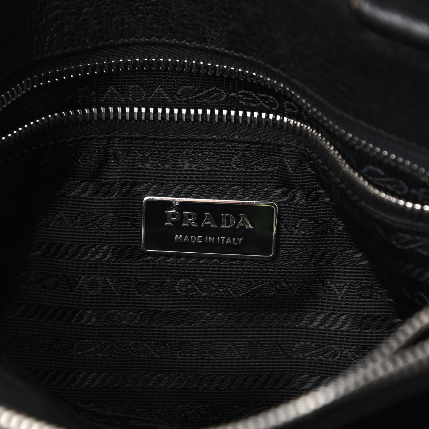Tessuto Nylon Calfskin Shoulder Bag Black