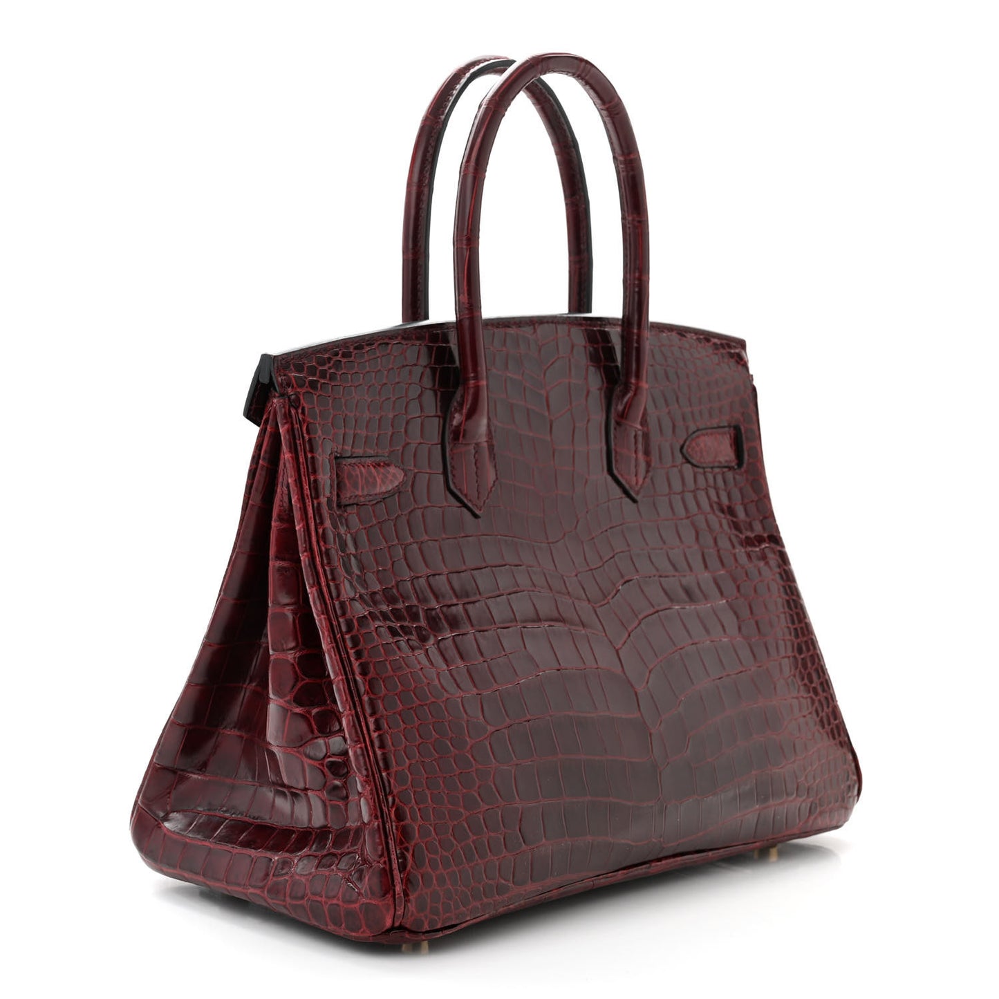 Shiny Porosus Crocodile Birkin 30 Bordeaux