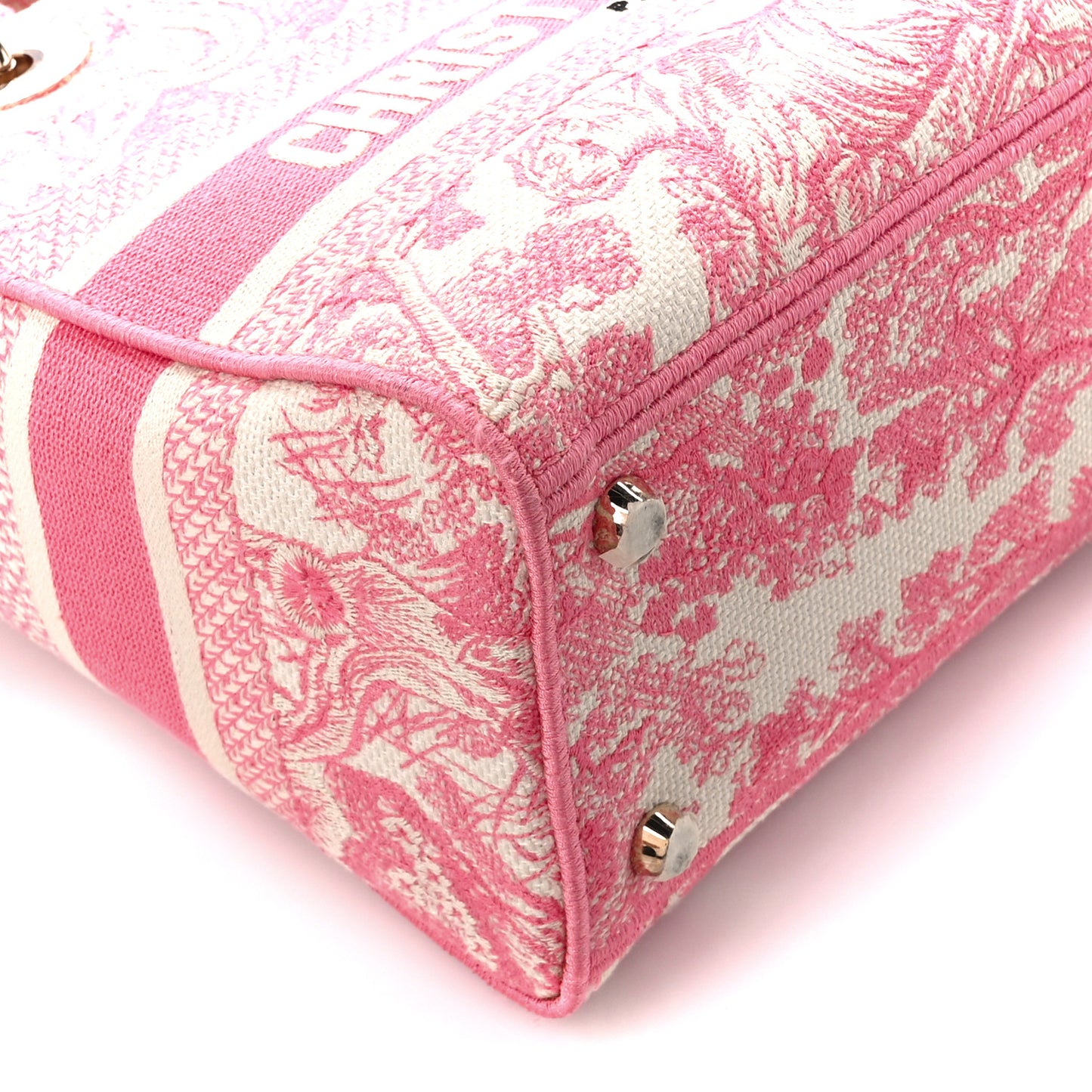 Canvas Toile De Jouy Embroidered Medium Lady D-Lite Peony Pink