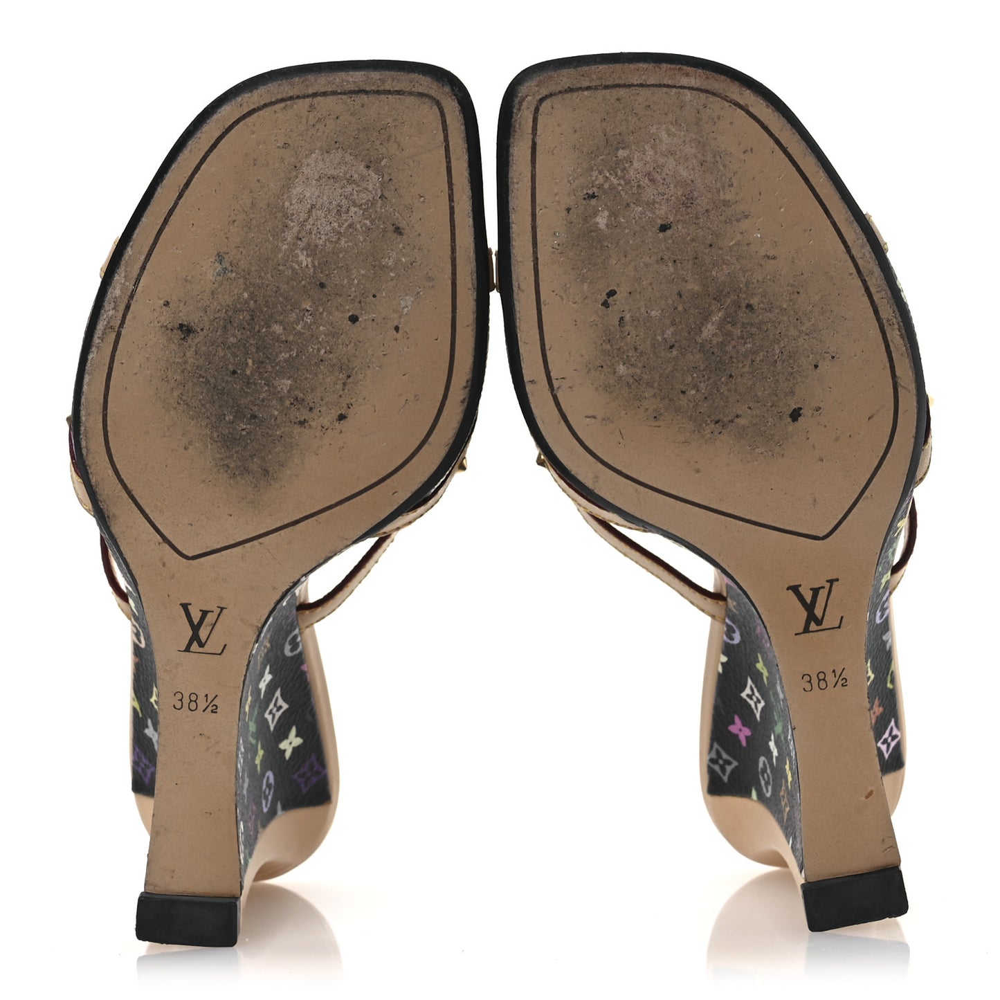 Monogram Multicolor Bow Wedge Sandals 38.5 Black