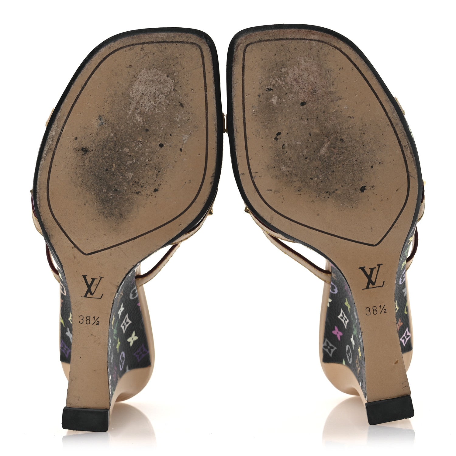 Louis Vuitton Monogram Multicolor Bow Wedge Sandals 38.5 Black 7 of 15