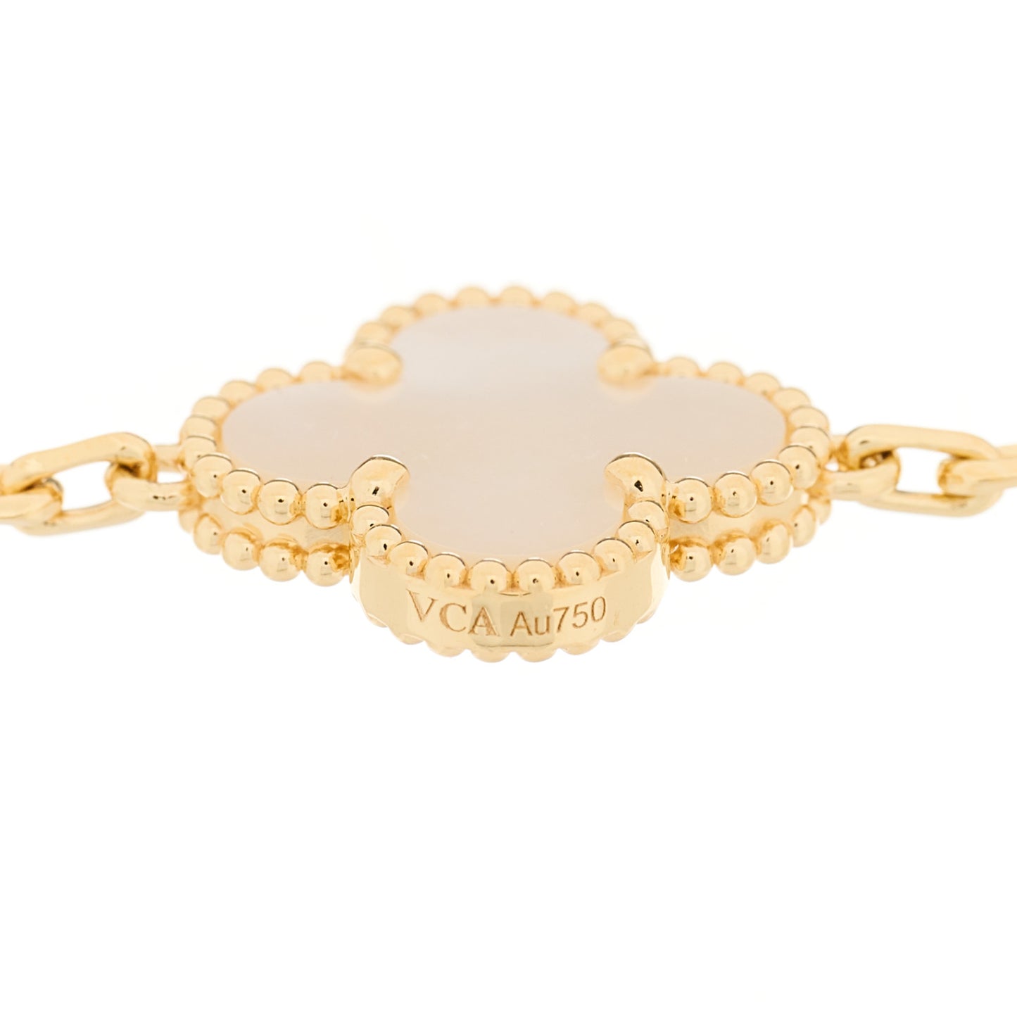 18K Yellow Gold Mother of Pearl 5 Motifs Vintage Alhambra Bracelet