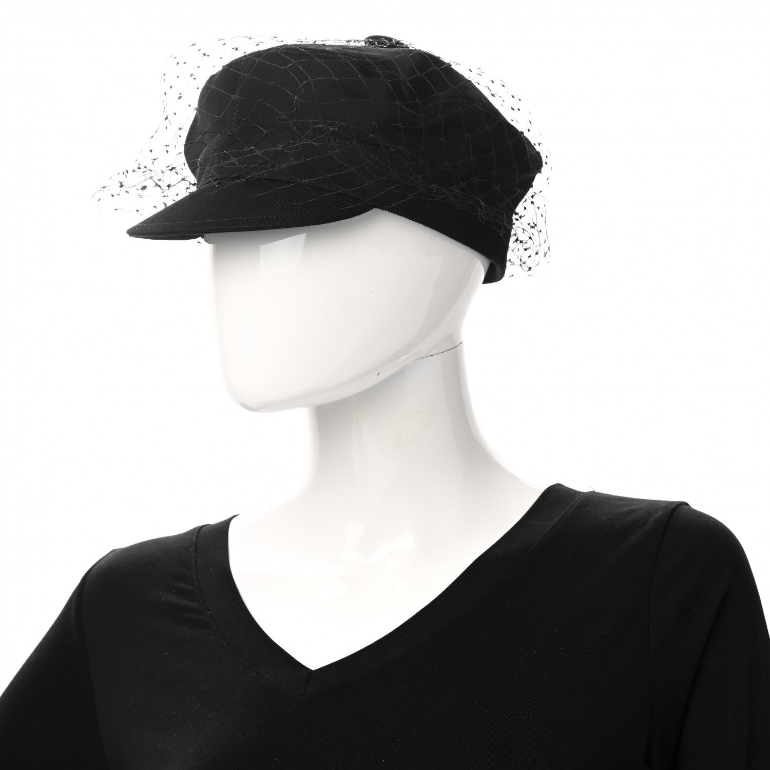 Christian Dior Cotton Canvas Arty Cap with Veil 58 Black 2 of 10
