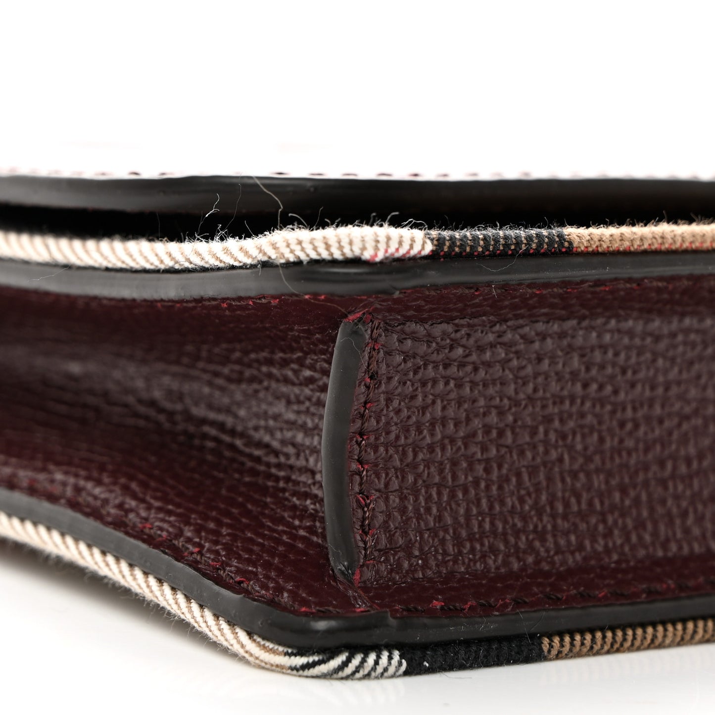 Grained Calfskin House Check Tartan Mix Hampshire Wallet On Chain Burgundy