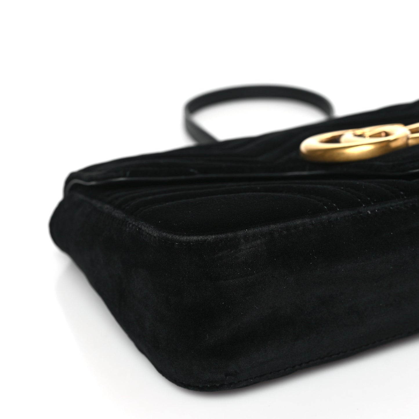 Velvet Matelasse Medium GG Marmont Shoulder Bag Black
