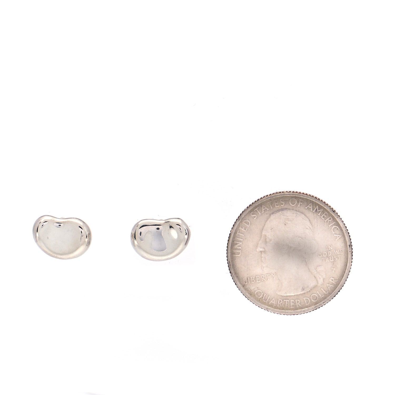 Tiffany Sterling Silver 12mm Elsa Peretti Bean Earrings 2 of 7