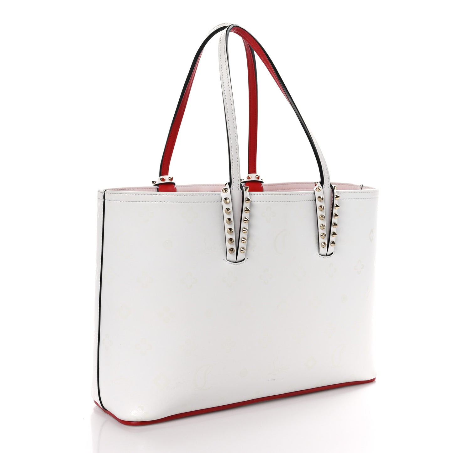 Calfskin Spikes Small East West Cabata Tote Snow