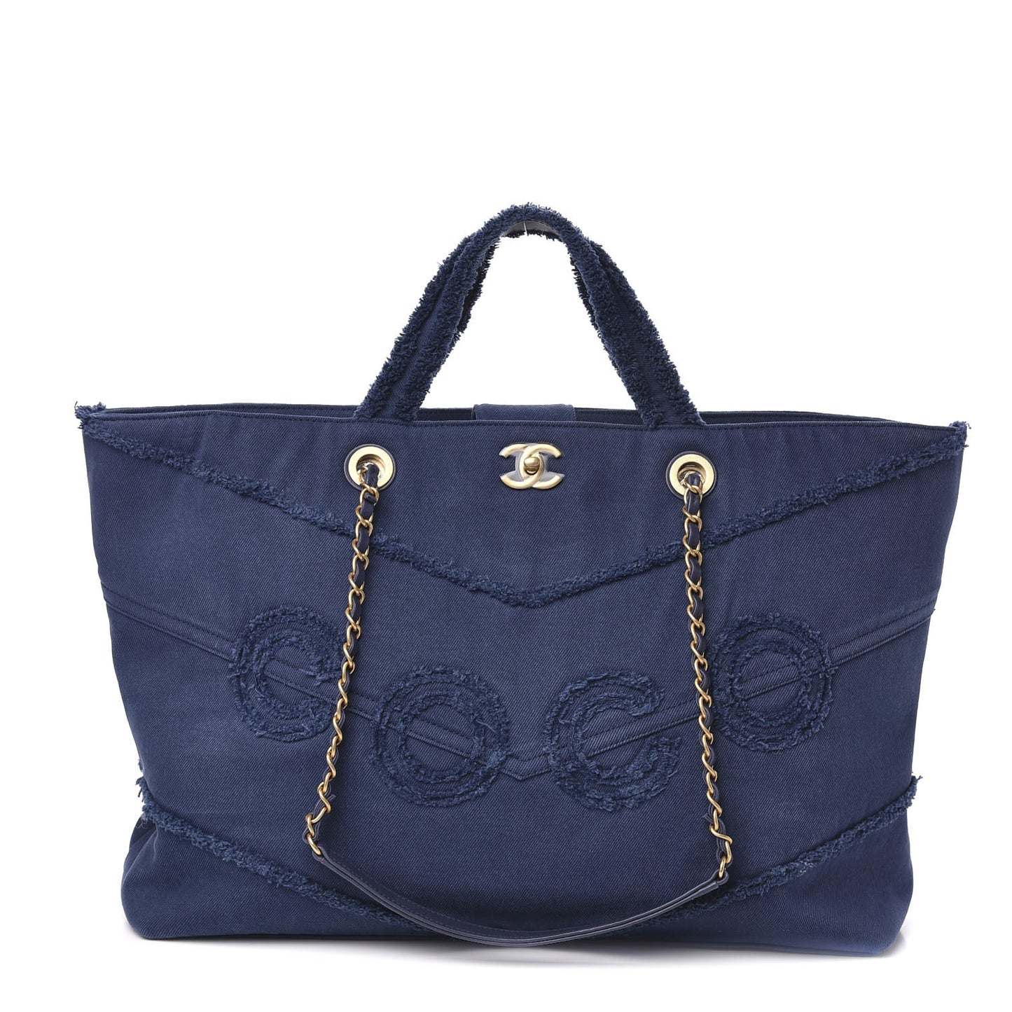 Denim Chevron Coco Tote Navy
