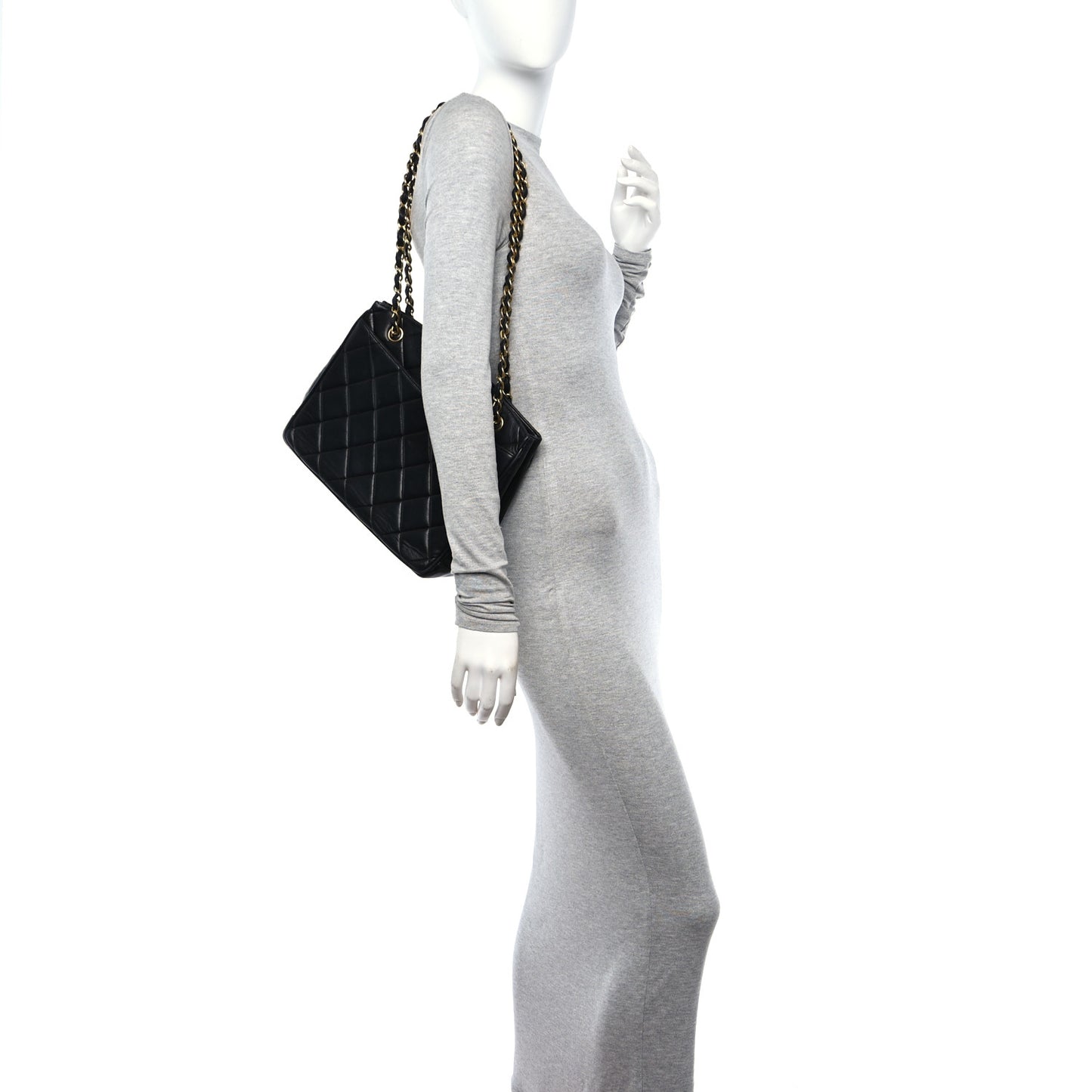 Lambskin Quilted CC Shoulder Bag Black