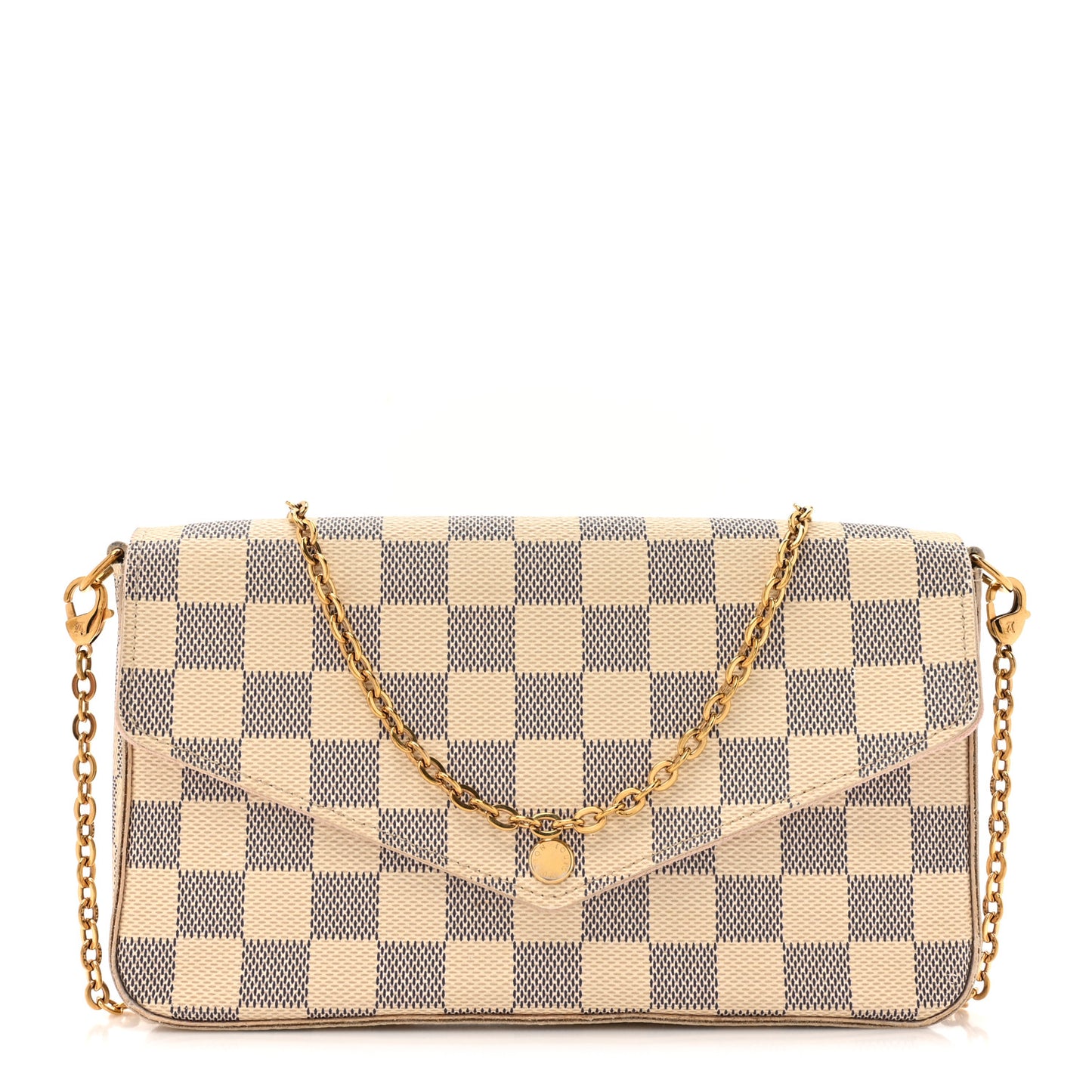 Damier Azur Pochette Felicie Chain Wallet Rose Ballerine