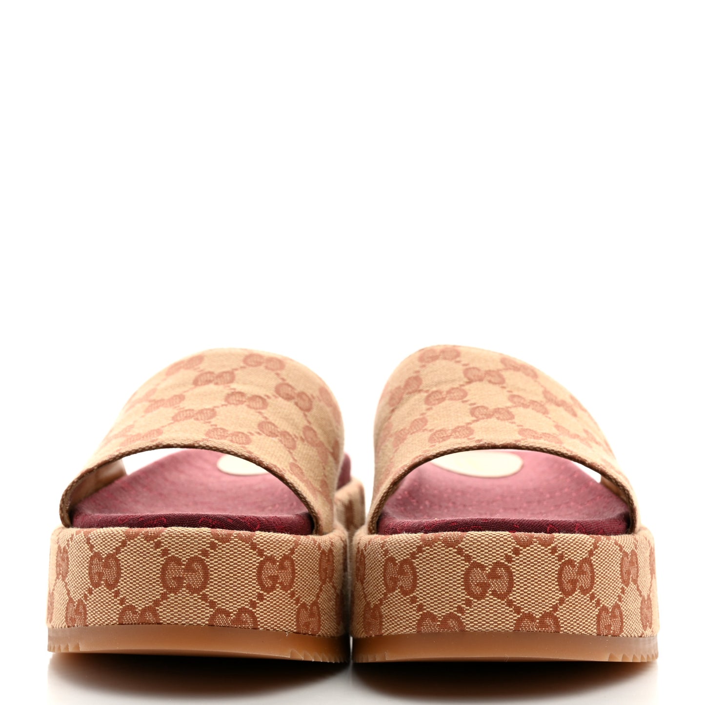 Canvas GG Monogram Angelina Platform Slide Sandals 38.5 Beige Ruggine