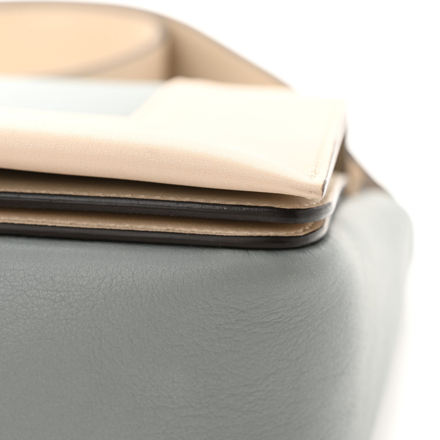 Shiny Smooth Calfskin Medium Frame Shoulder Bag Grege Storm