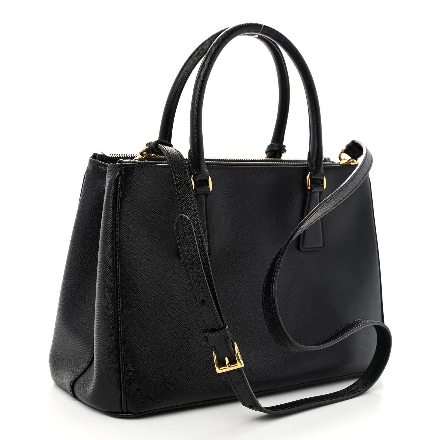 Saffiano Medium Galleria Double Zip Tote Black