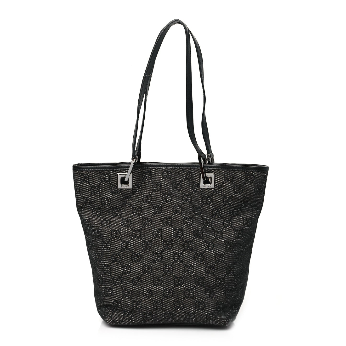Denim Monogram Small Bucket Tote Black