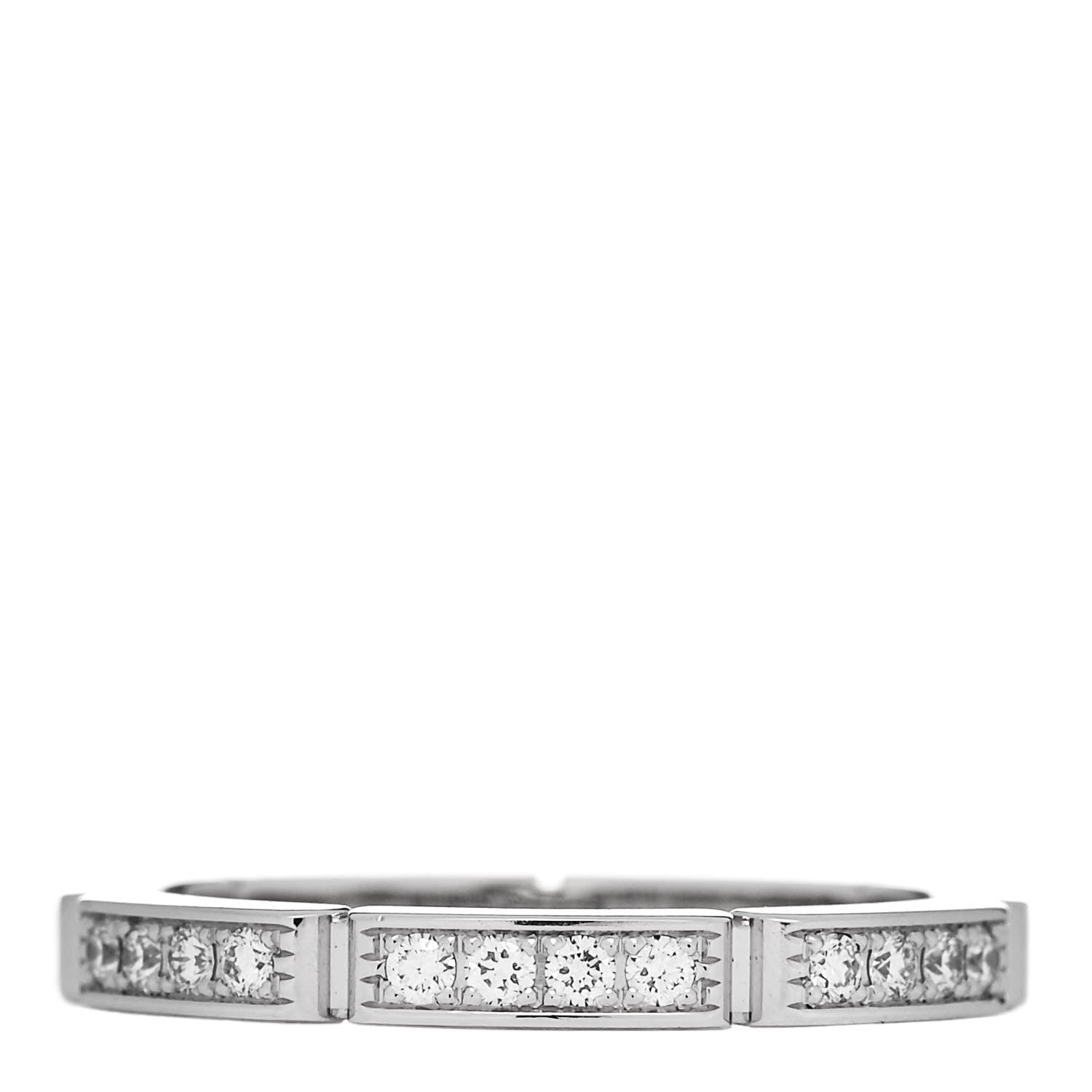 Cartier 18K White Gold Diamond Maillon Panthere Half Diamond Wedding Band Ring 55 7.25 1 of 5