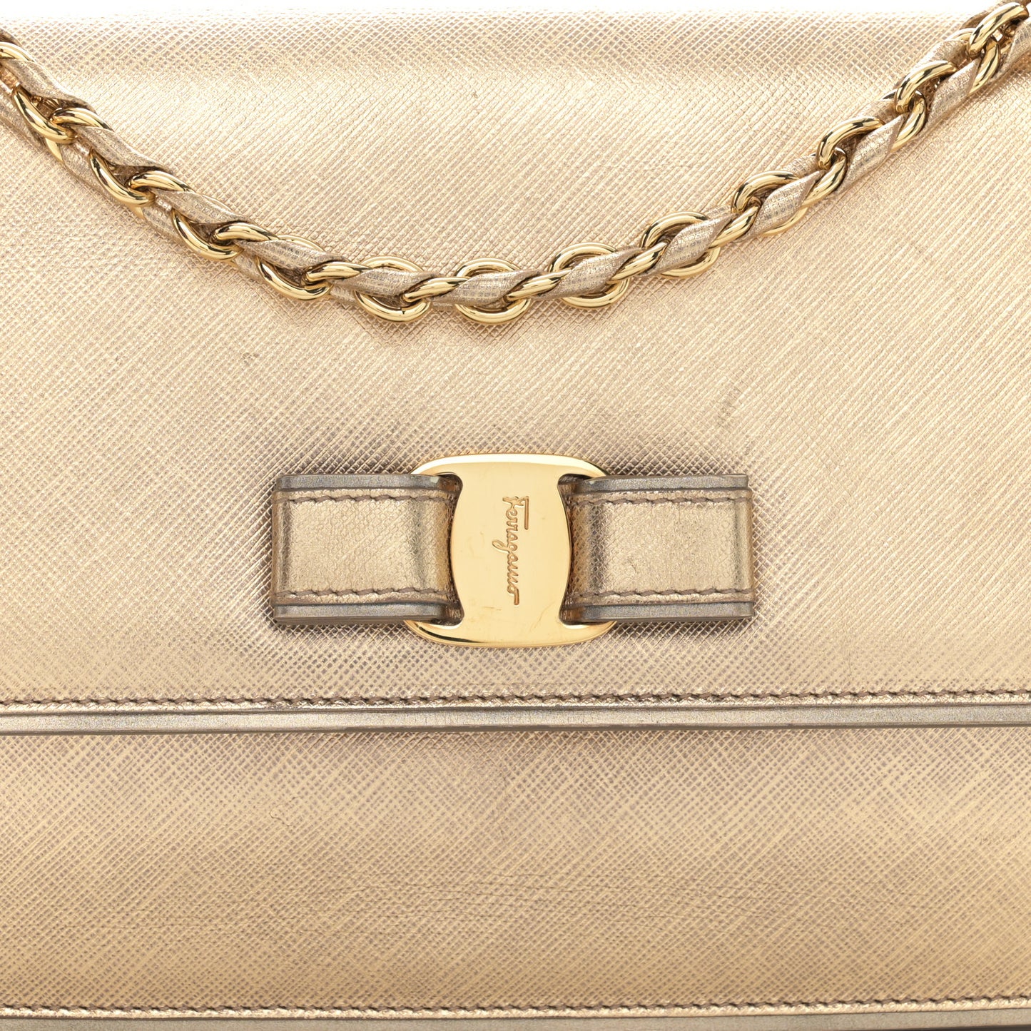 Hammered Calfskin Ginny Shoulder Bag Gold