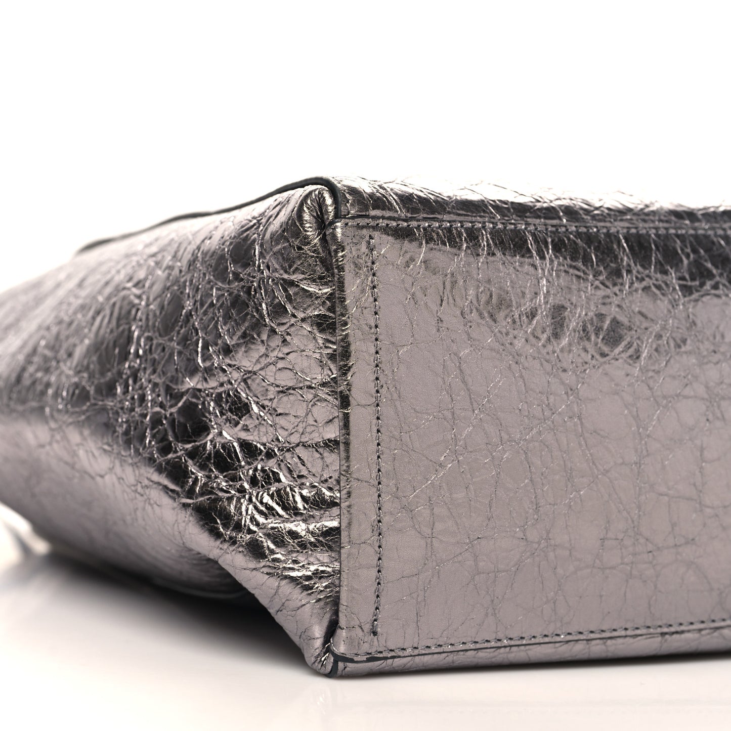 Metallic Calfskin Medium Voyou Bag Silver