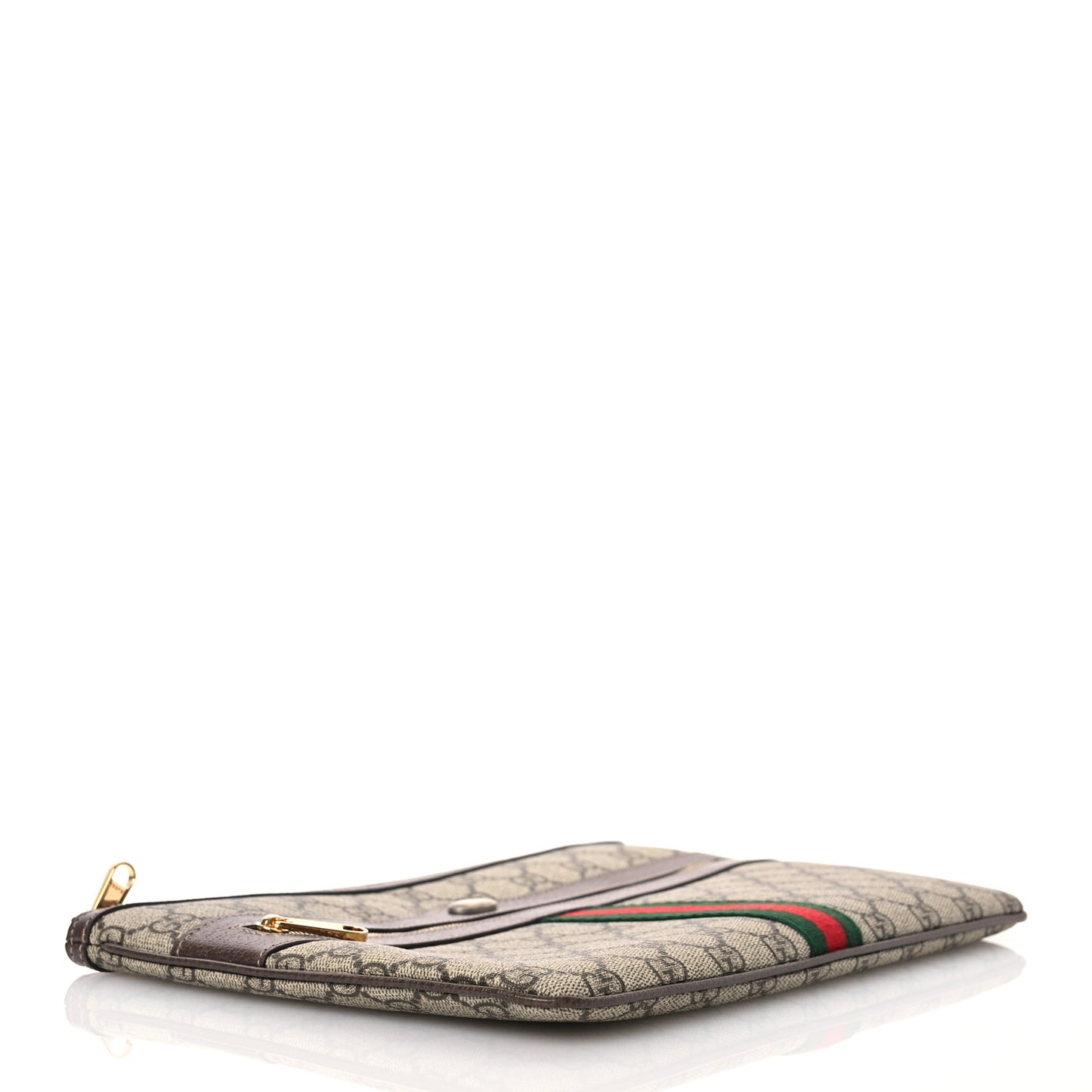 GG Supreme Monogram Large Ophidia Pouch Clutch Brown