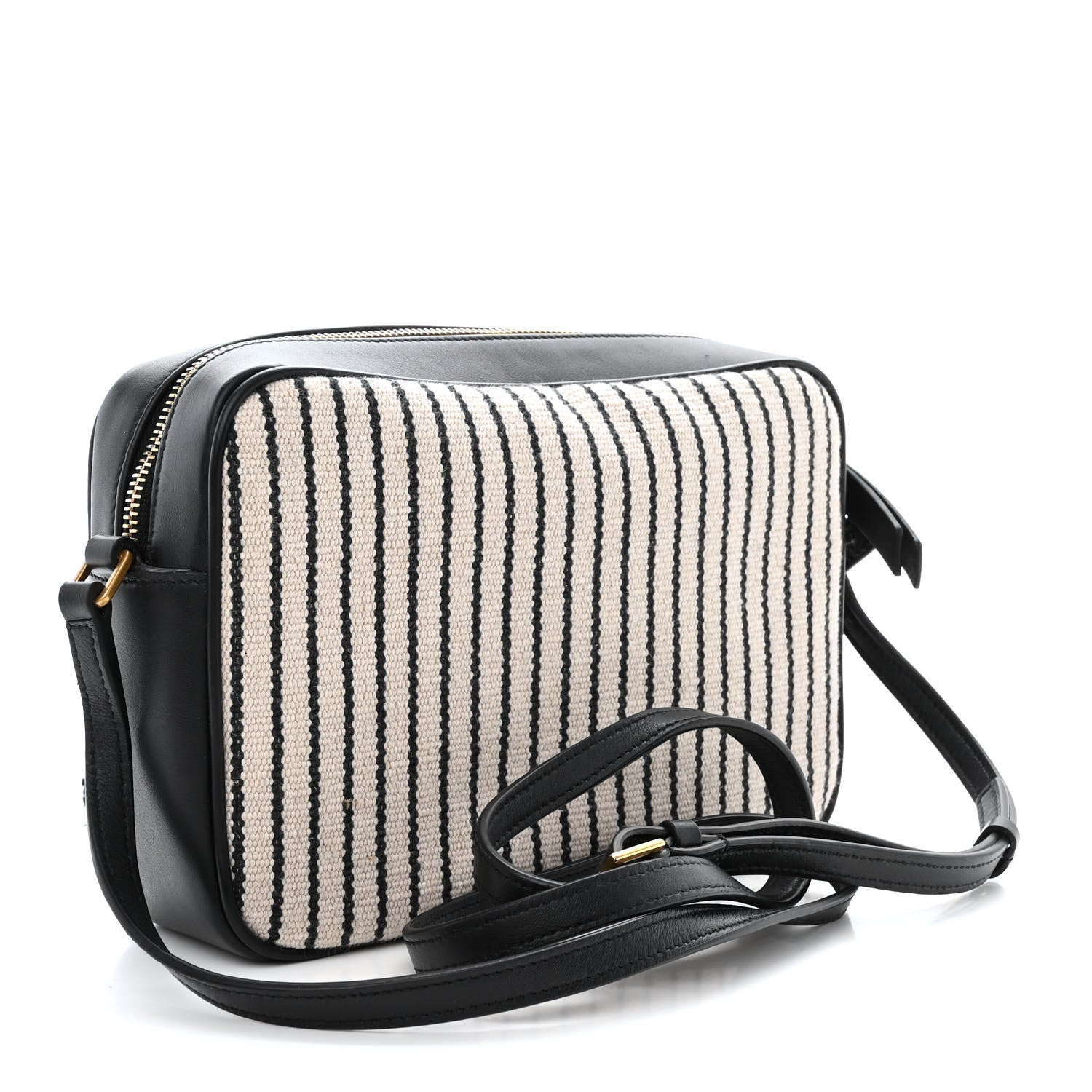Saint Laurent Canvas Calfskin Monogram Lou Camera Bag Black Grey Cream 3 of 11