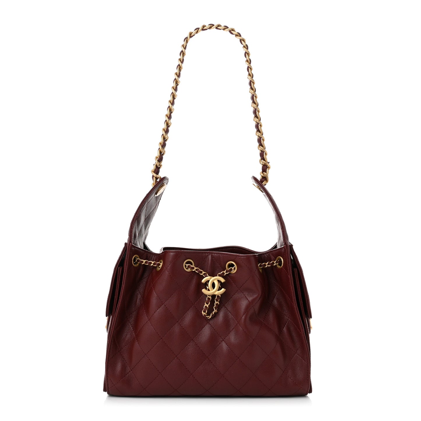 Caviar Quilted Small Chanel 25 Handbag Burgundy