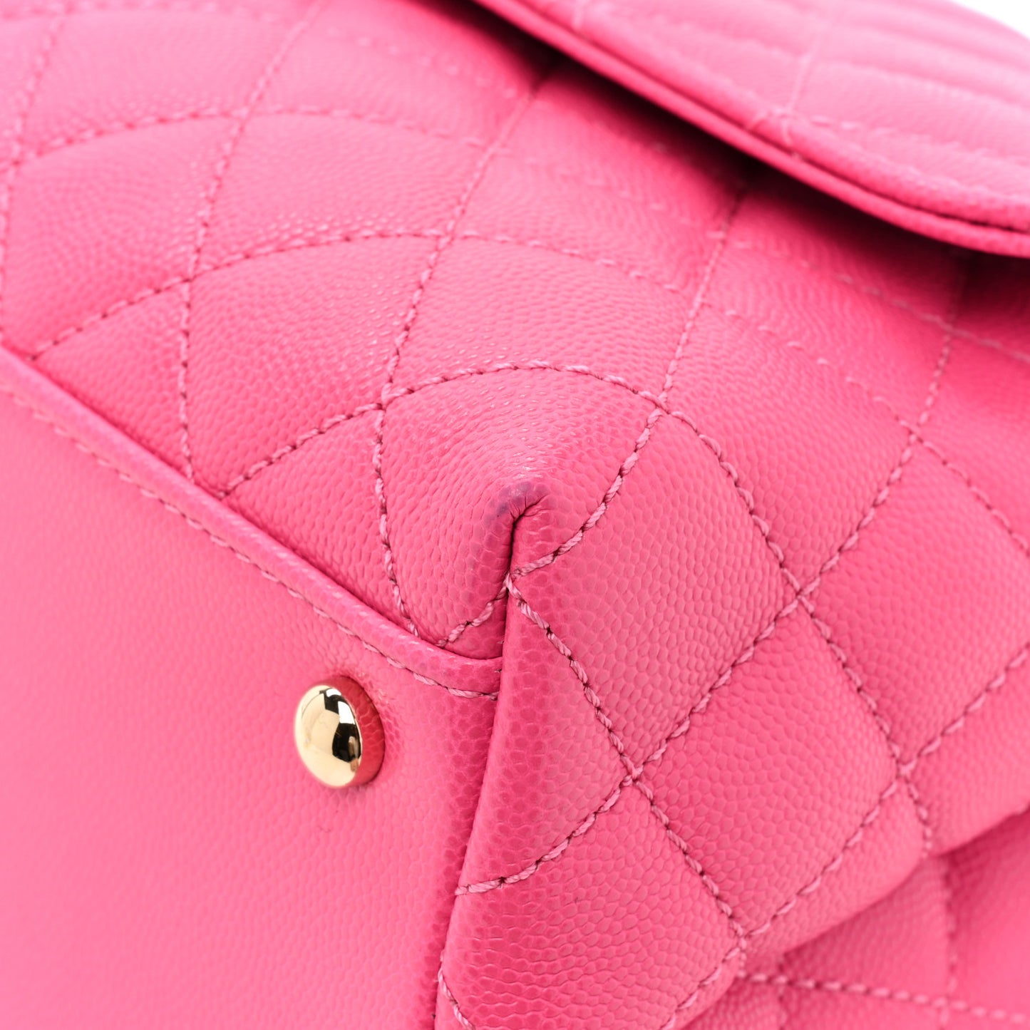 Caviar Quilted Small Coco Handle Flap Dark Pink