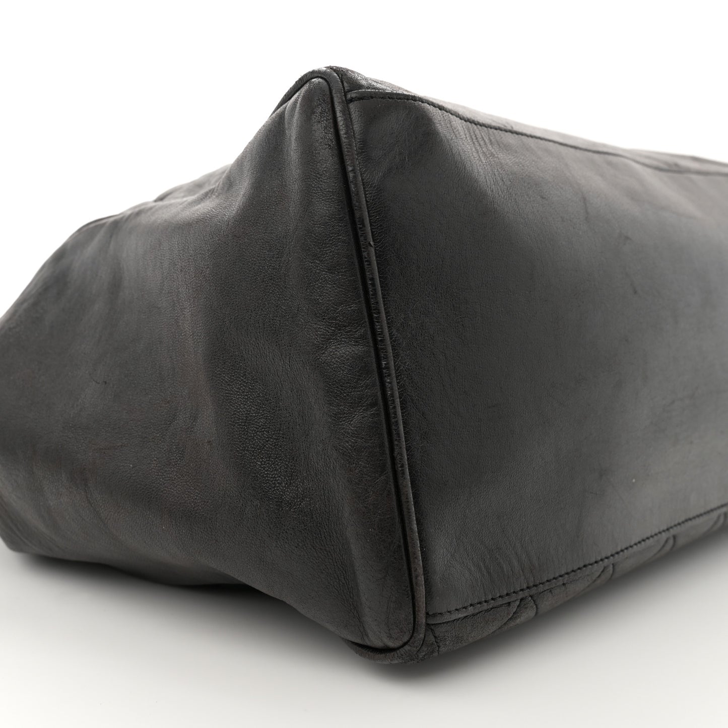 Lambskin Large Quilted Shopping Tote Black