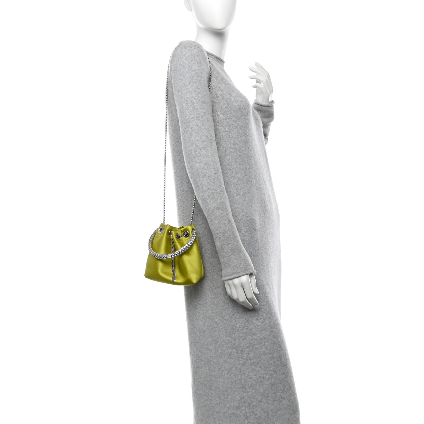 Satin Crystal Embellished Bon Bon Bag Lime