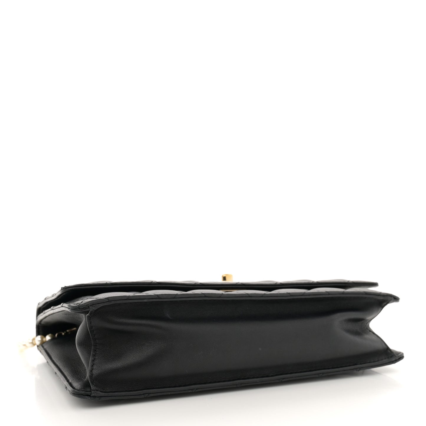 Lambskin Quilted Fantasy Pearl Flap Black