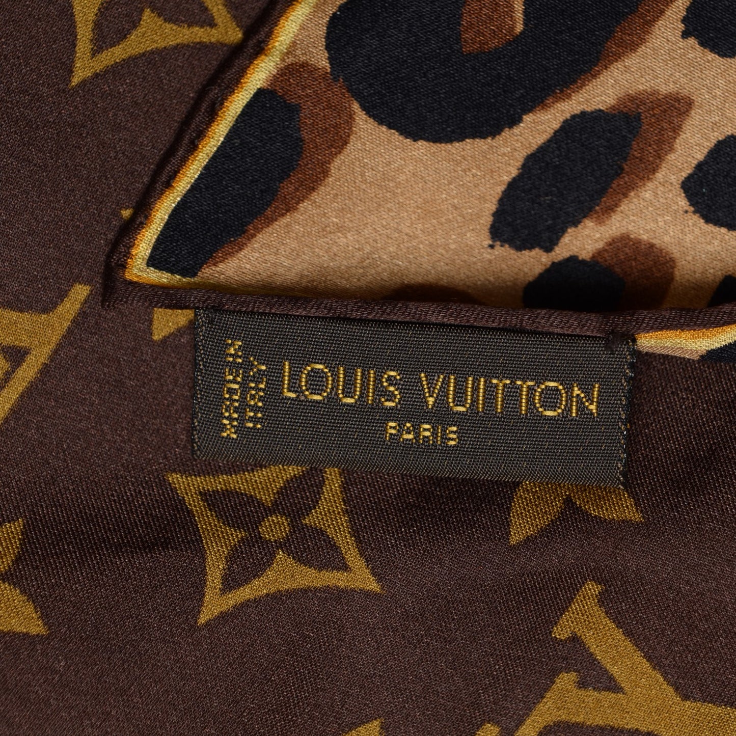 Silk Leopard Monogram Square Scarf