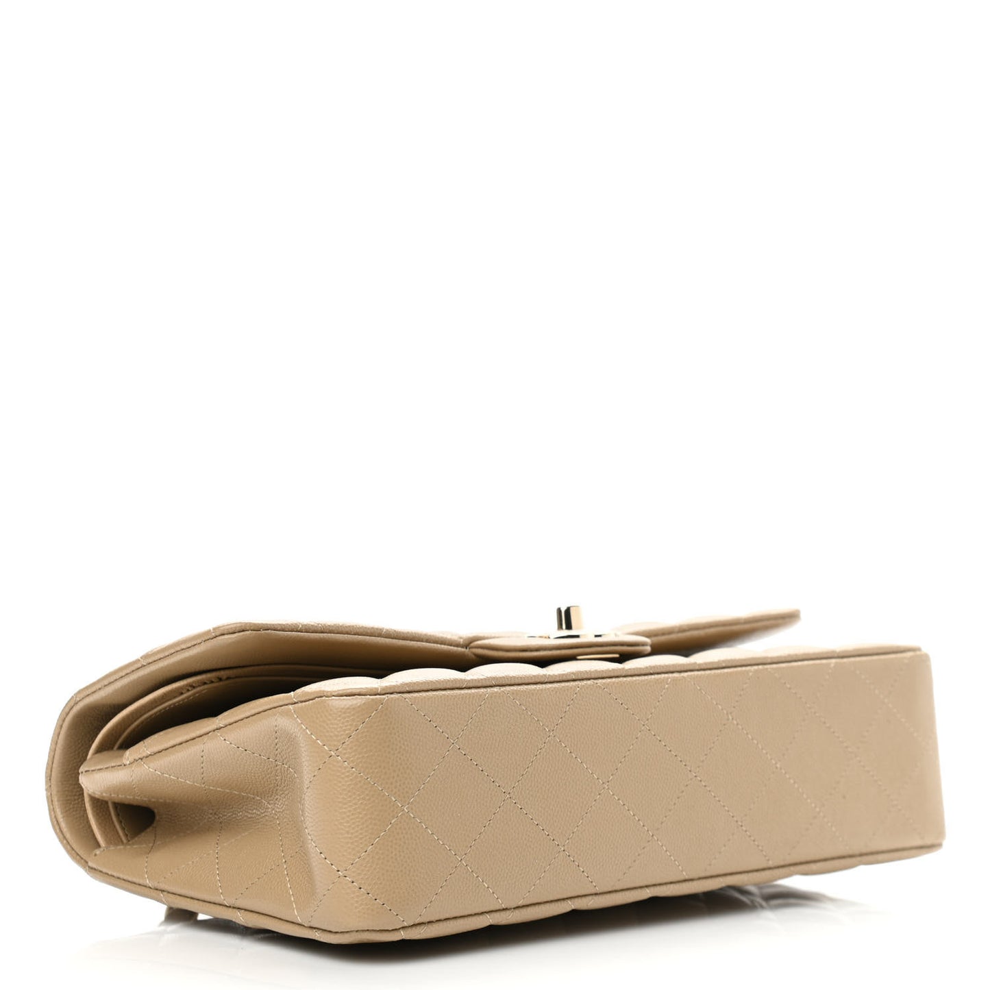 Caviar Quilted Medium Double Flap Dark Beige