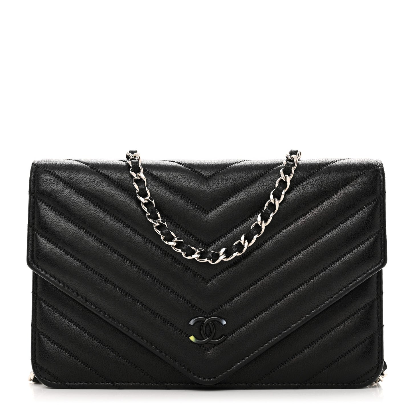 Sheepskin Chevron Wallet On Chain WOC Black