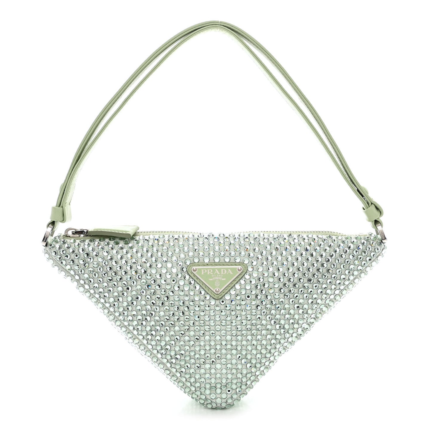 Satin Crystal Triangle Pouch Acqua