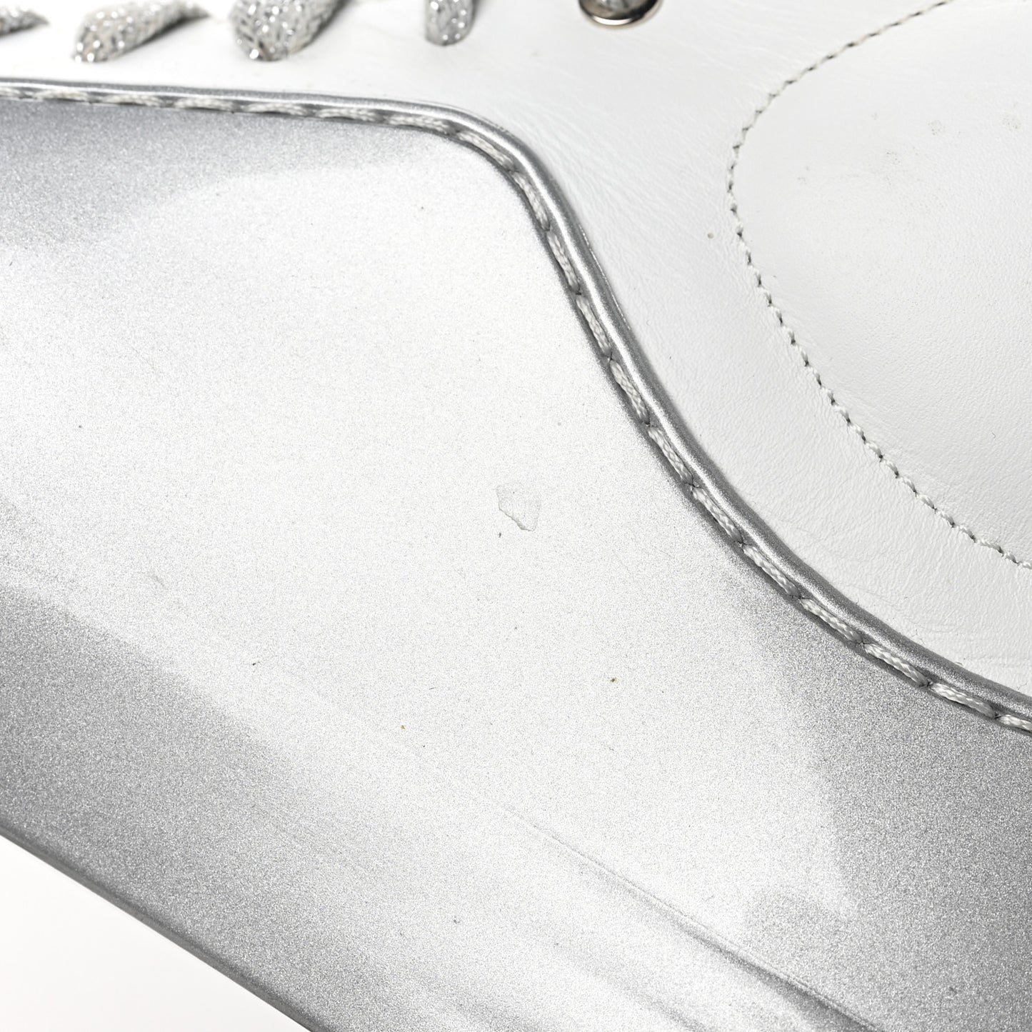 Patent Lambskin High Top Sneakers 37 White Silver