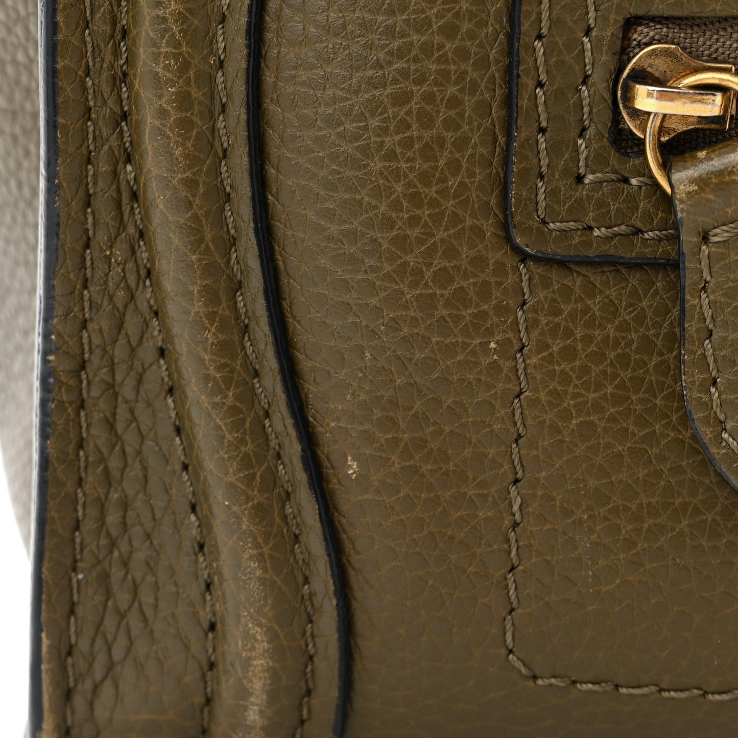 Drummed Calfskin Nano Luggage Dark Olive