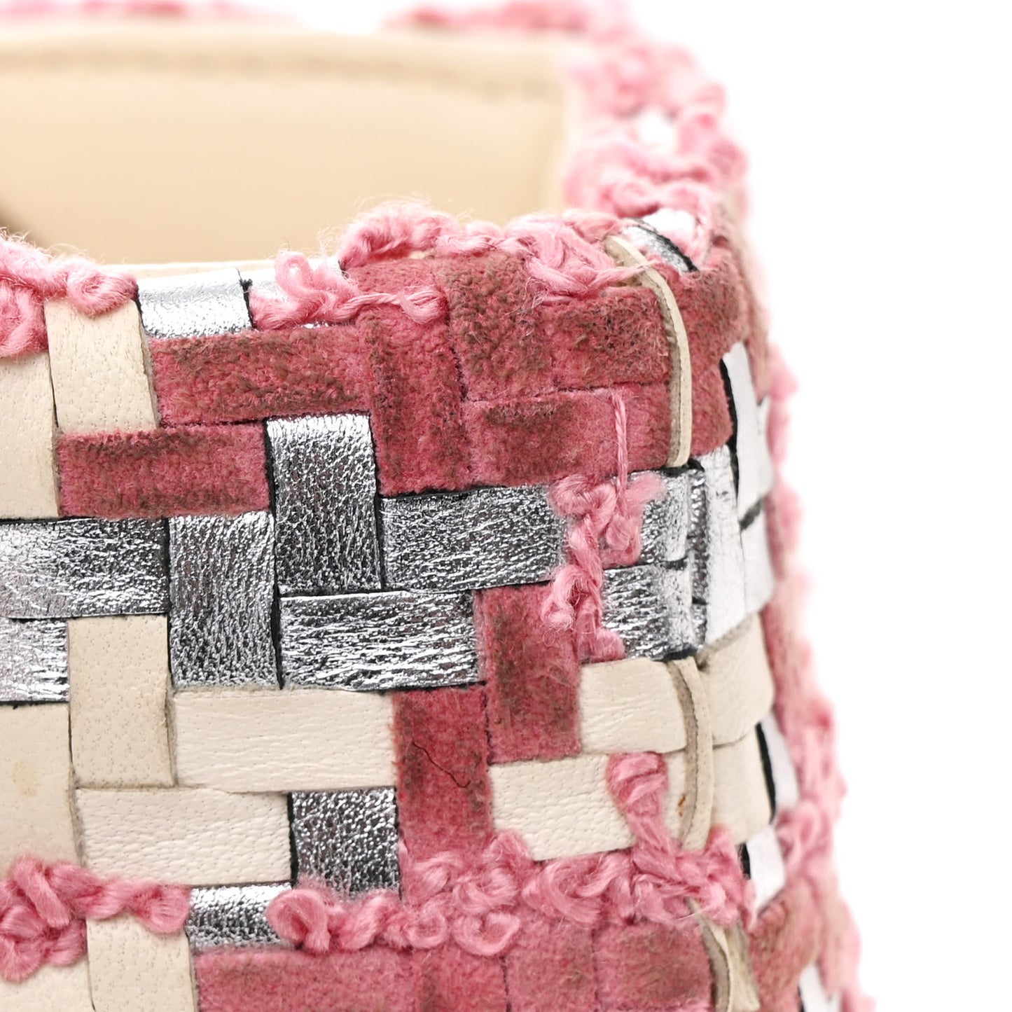Lambskin Woven Tweed Medium Lady Dior Pink
