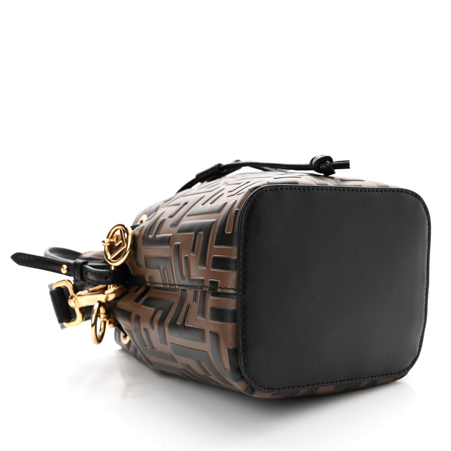 Vitello Liberty F is Fendi Bi-Color FF 1974 Embossed Mini Mon Tresor Bucket Bag Maya Black